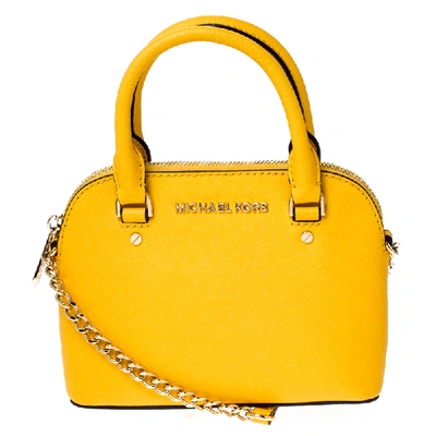 Pre-owned Michael Kors Yellow Leather Mini Emmy Cindy Crossbody Bag