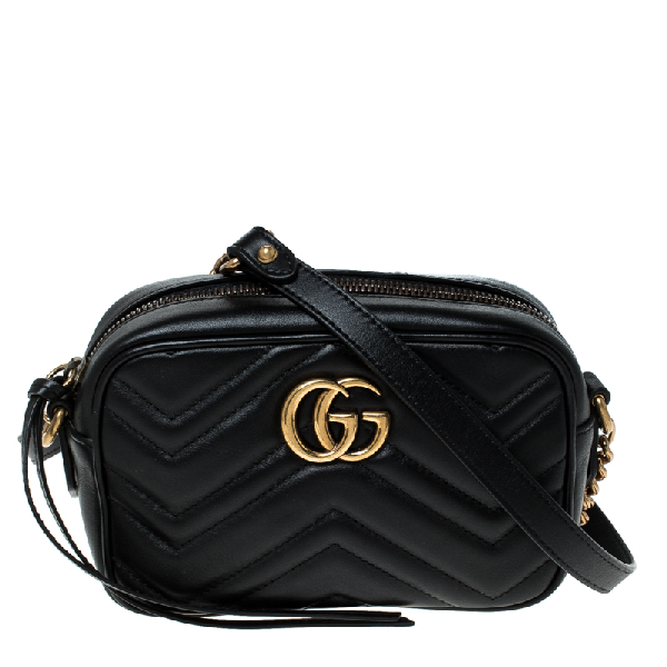gucci black marmont mini matelasse crossbody bag
