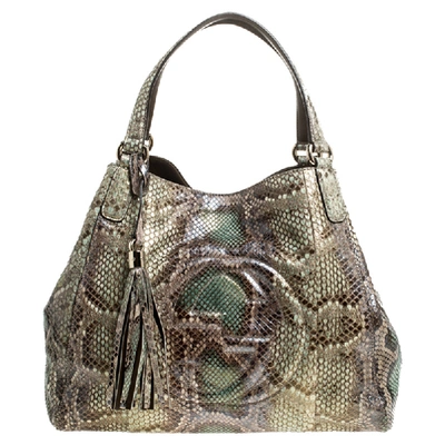 Pre-owned Gucci Multicolor Python Leather Medium Shoulder Bag In Metallic