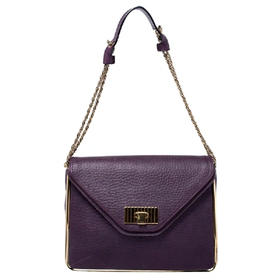 Pre-owned Chloé Purple Leather Medium Sally Shoulder Bag