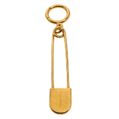 Pre-owned Burberry Gold Metal Kilt Pin Bag Charm