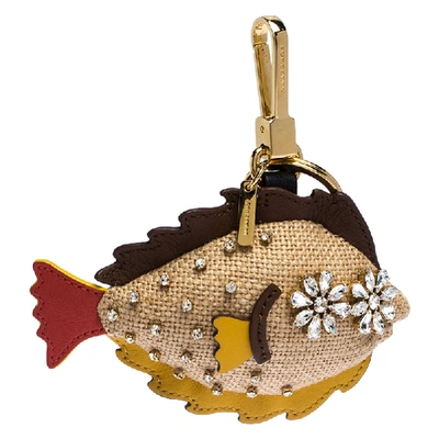 Pre-owned Burberry Multicolor Jute And Leather The Sole Fish Charm