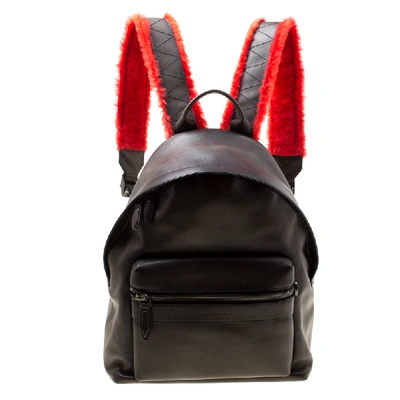 Pre-owned Ferragamo Black Firenze Glow Leather Backpack