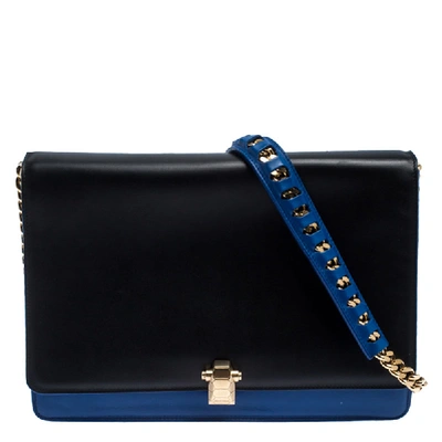 Pre-owned Roberto Cavalli Black/blue Leather Hera Ayers Shoulder Bag