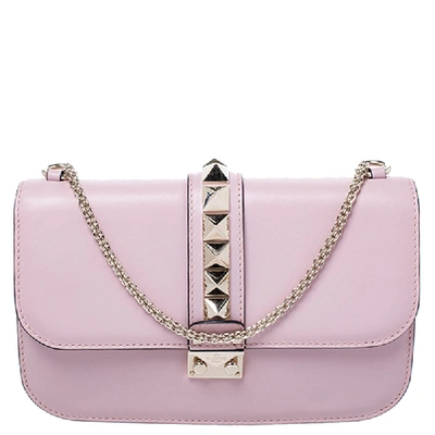 Pre-owned Valentino Garavani Pink Leather Rockstud Medium Glam Lock Flap  Bag | ModeSens