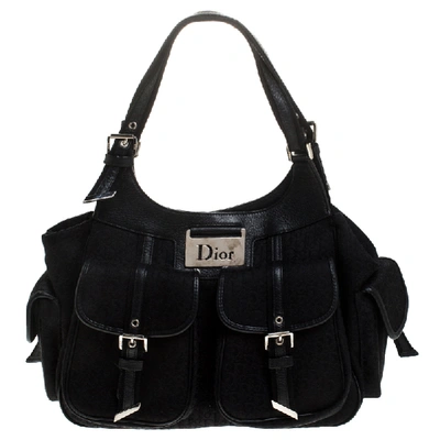 Pre-owned Dior Issimo Canvas Multi Pocket Shoulder Bag In Black