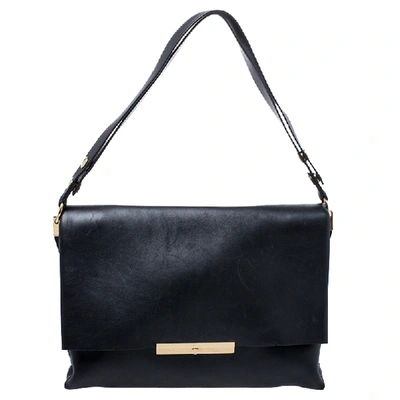 Pre-owned Celine Black Calfskin Leather Blade Flap Bag