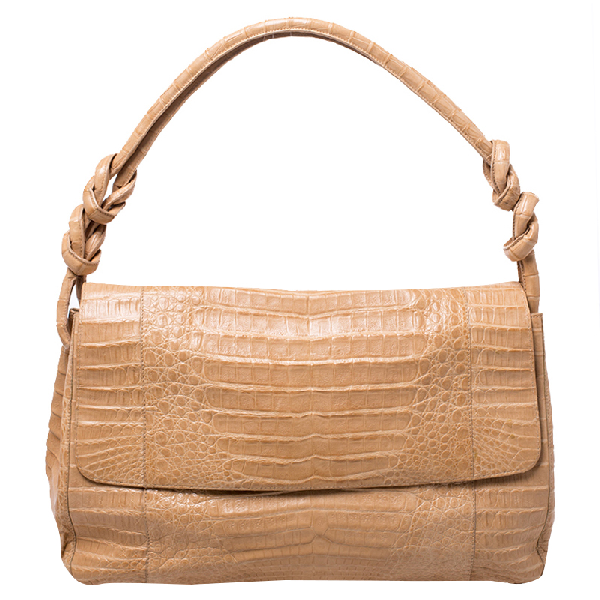 brown croc shoulder bag