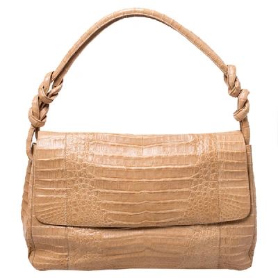 Pre-owned Nancy Gonzalez Flap Brown Crocodile Shoulder Bag