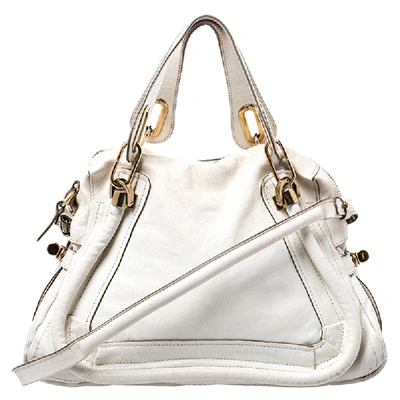 Pre-owned Chloé Cream Leather Medium Paraty Shoulder Bag