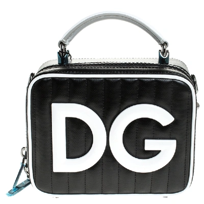 Pre-owned Dolce & Gabbana Black/white Coated Canvas Dg Girls Crossbody Bag