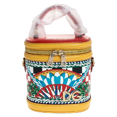 Pre-owned Dolce & Gabbana Multicolor Leather Sicilian Carretto Dg Girls Vanity Crossbody Bag