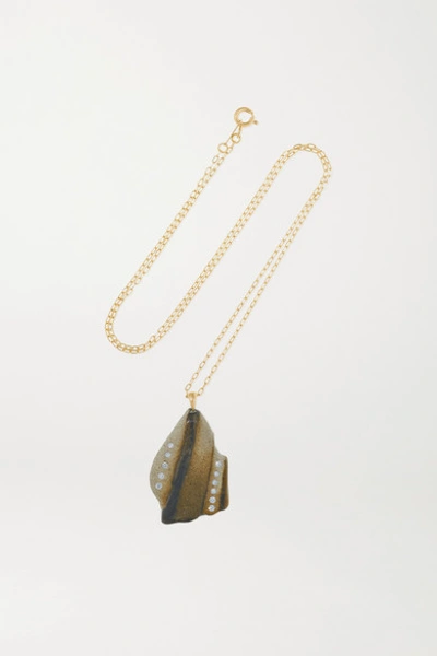 Shop Cvc Stones Luck 18-karat Gold, Stone And Diamond Necklace