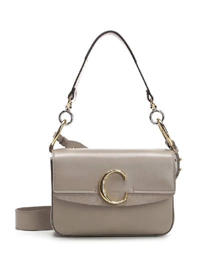 Shop Chloé C Shoulder Bag In Beige