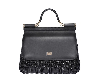 Shop Dolce & Gabbana Medium Sicily Foldover Bag In Black