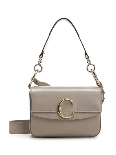 Shop Chloé C Shoulder Bag In Grey