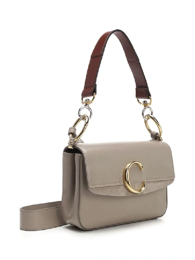 Shop Chloé C Shoulder Bag In Grey