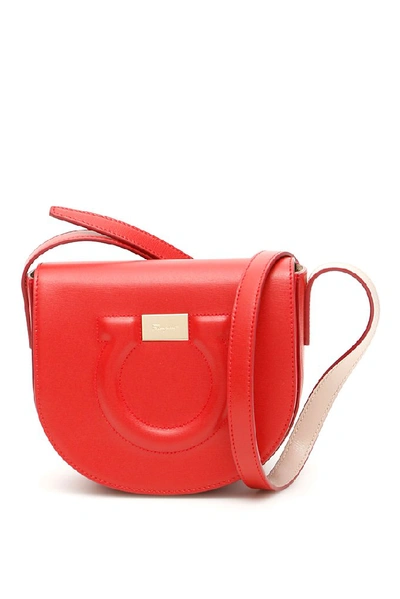 Shop Ferragamo Salvatore  Gancini Mini Shoulder Bag In Red
