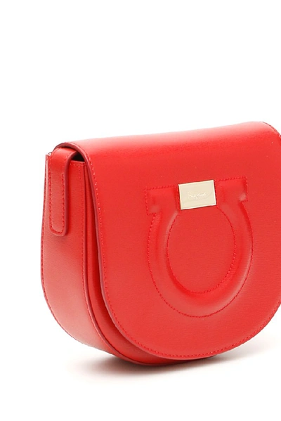Shop Ferragamo Salvatore  Gancini Mini Shoulder Bag In Red