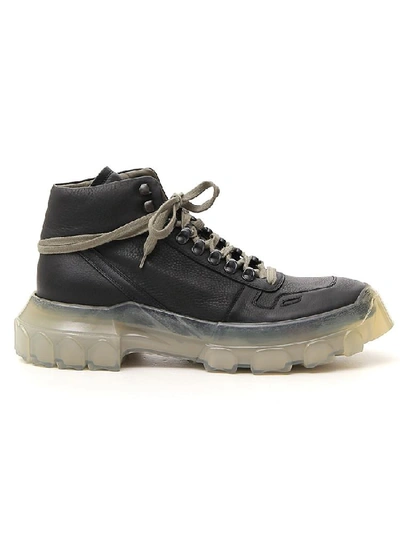 Shop Rick Owens Larry Tractor High Top Sneakers In Black