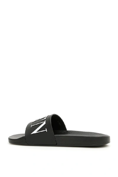 Shop Valentino Vltn Logo Print Slides In Black