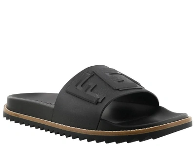 Shop Fendi Logo Slides In Black