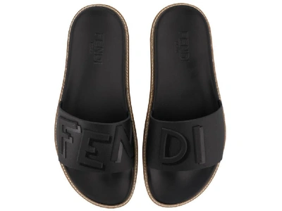 Shop Fendi Logo Slides In Black