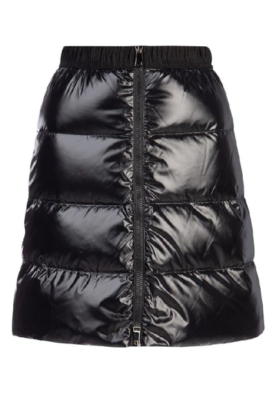 Shop Moncler Padded Front Zip Skirt In Black