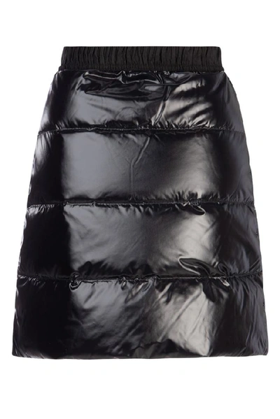 Shop Moncler Padded Front Zip Skirt In Black