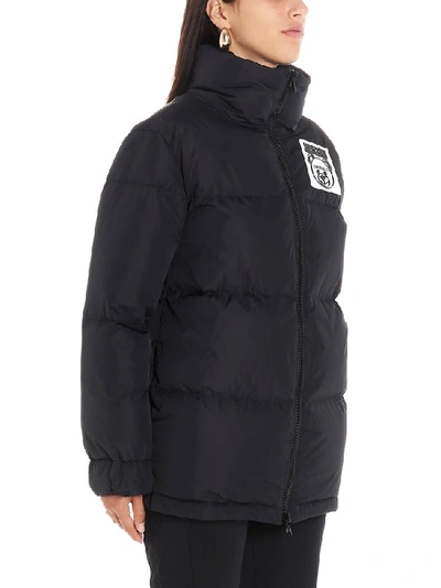 Shop Moschino Teddy Logo Patch Padded Jacket In Black