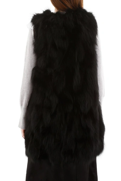 Shop Miu Miu Fox Fur Vest In Black