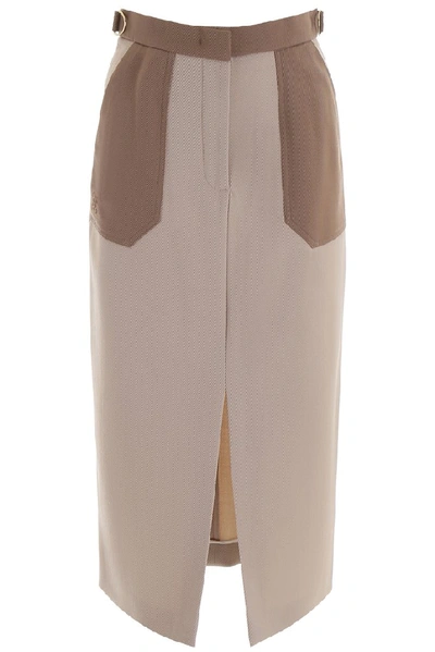 Shop Fendi Straight Midi Pencil Skirt In Folk