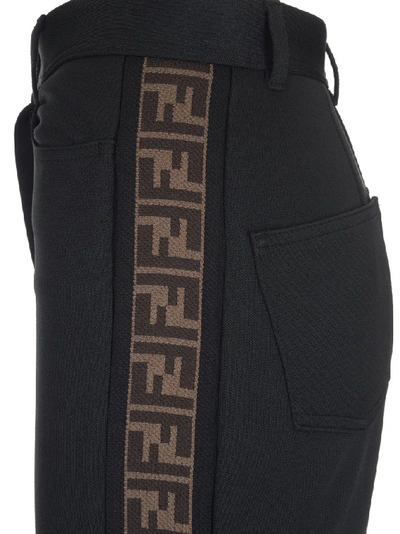 Shop Fendi Monogram Side Band Trousers In Black