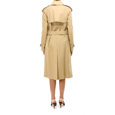 Shop Burberry Deconstructed Belted Shearling Trench Coat In Beige