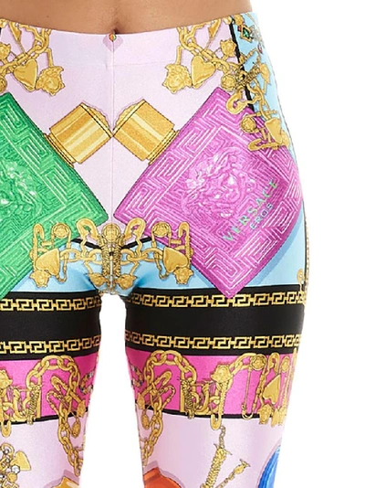 Shop Versace Printed Leggings In Multicolor