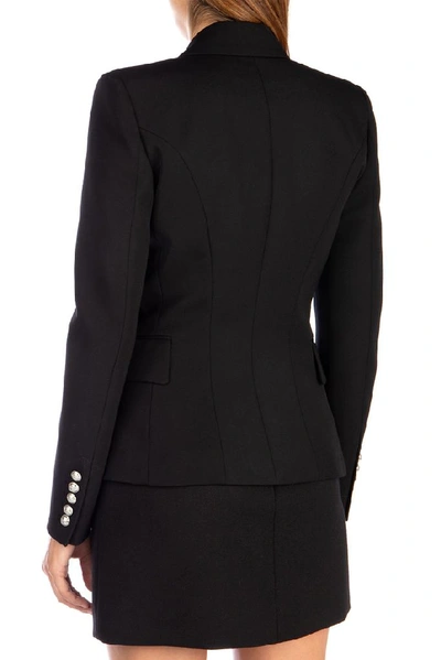 Shop Balmain Double Breasted Blazer In Black