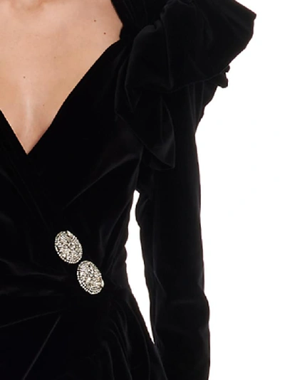 Shop Attico Wrapped Ruffle Detail Mini Dress In Black