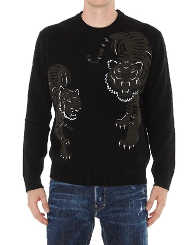 Shop Kenzo Tiger Logo Embroidered Sweater In Black