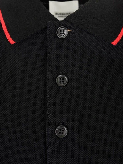 Shop Burberry Tb Monogram Embroidered Polo Shirt In Black