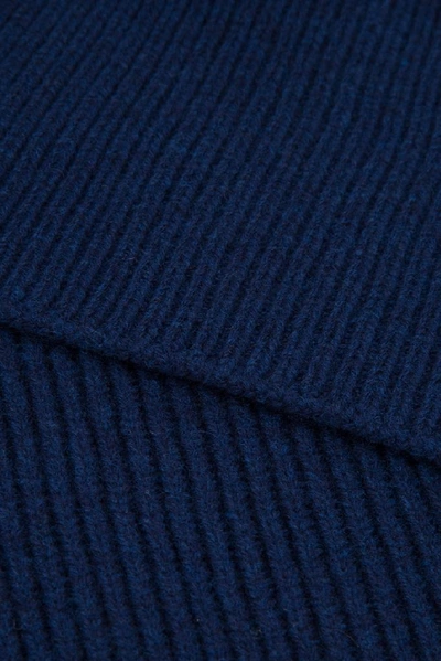 Shop Moncler Patch Detail Scarf In Blue