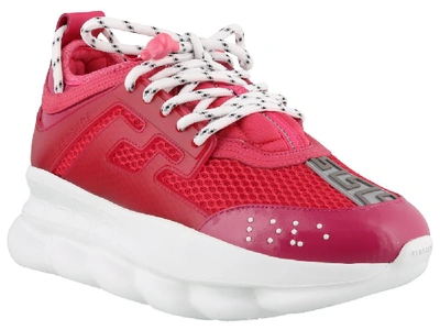 Shop Versace Chain Reaction Low Top Sneakers In Red