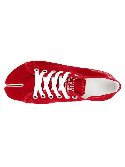 Shop Maison Margiela Logo Embroidered Tabi Sneakers In Red