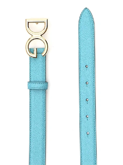 Shop Dolce & Gabbana Dg Logo Buckle Belt In Blue