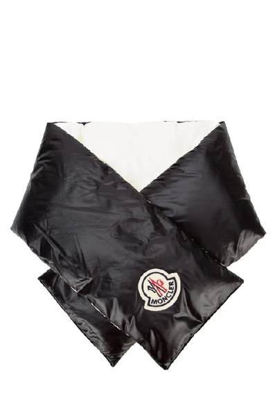 Shop Moncler Padded Logo Patch Scarf In Black