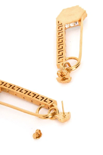 Shop Versace Safety Pin Earrings In Gold