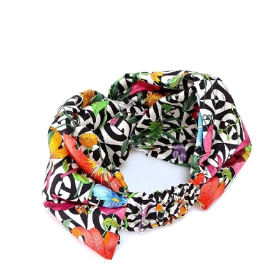 Shop Gucci Printed Logo Knot Detail Head Band In Multi