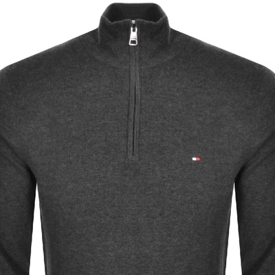 Shop Tommy Hilfiger Half Zip Knit Jumper Grey