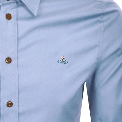 Shop Vivienne Westwood Long Sleeved Poplin Shirt Blue