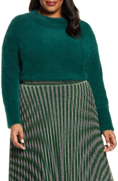 Shop Estelle Fuzzy Knit Sweater In Emerald