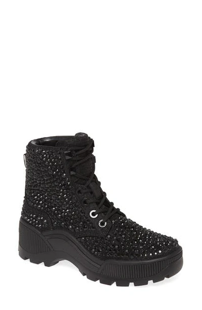 Shop Michael Michael Kors Shane Embellished Hiker Boot In Black Glitter